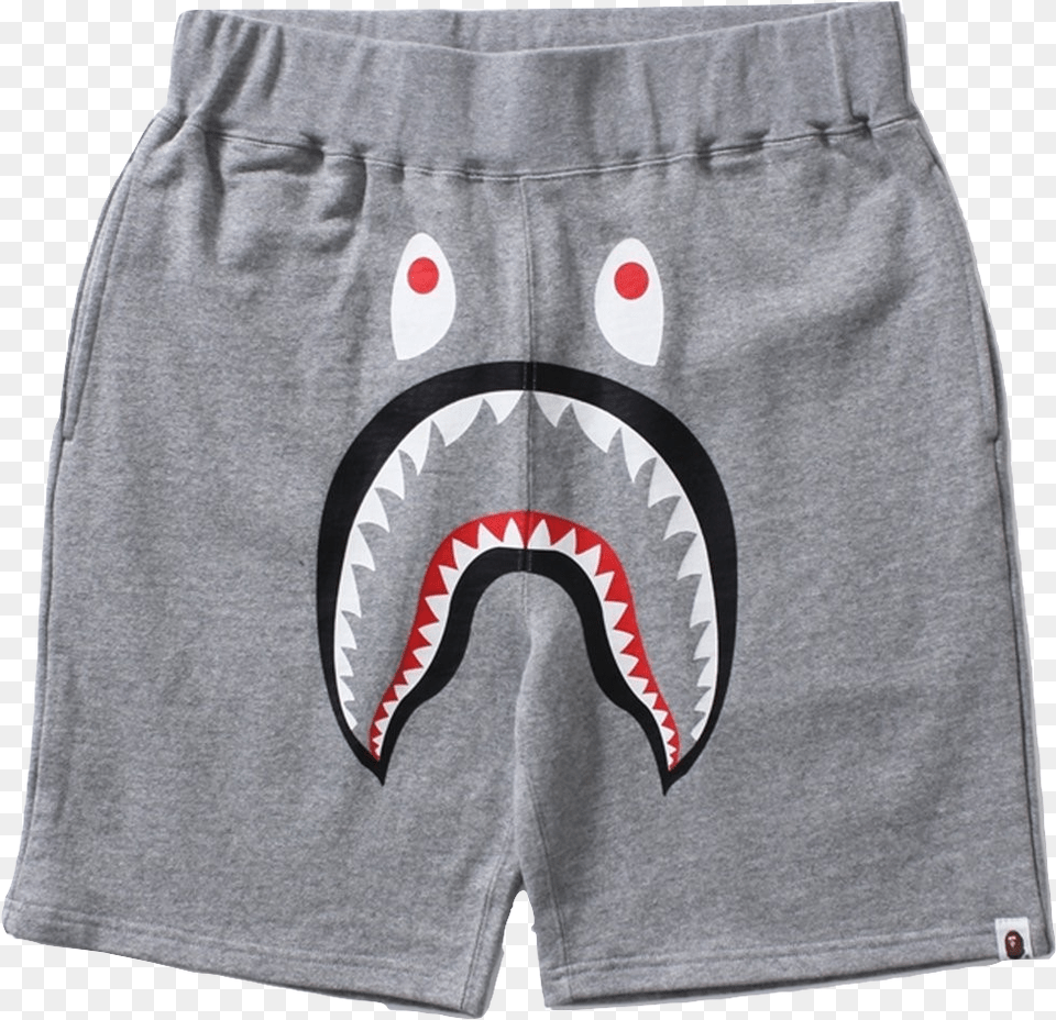 Bape Shark Tee Grey, Clothing, Shorts, Person, Swimming Trunks Free Png Download