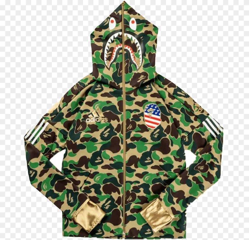 Bape X Adidas Sb Shark Hoodie Green, Clothing, Coat, Jacket, Adult Free Png