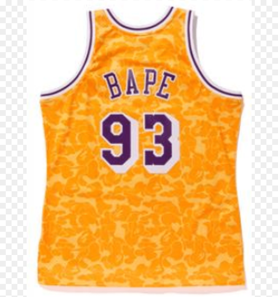 Bape X Mitchell Amp Ness La Lakers Lakers Jersey, Clothing, Shirt, Food, Ketchup Png Image