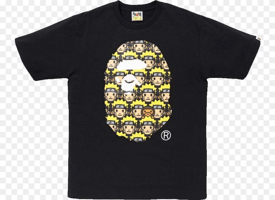 Bape X Naruto Ape Head Tee Bape Naruto, Clothing, T-shirt, Shirt, Face Free Png