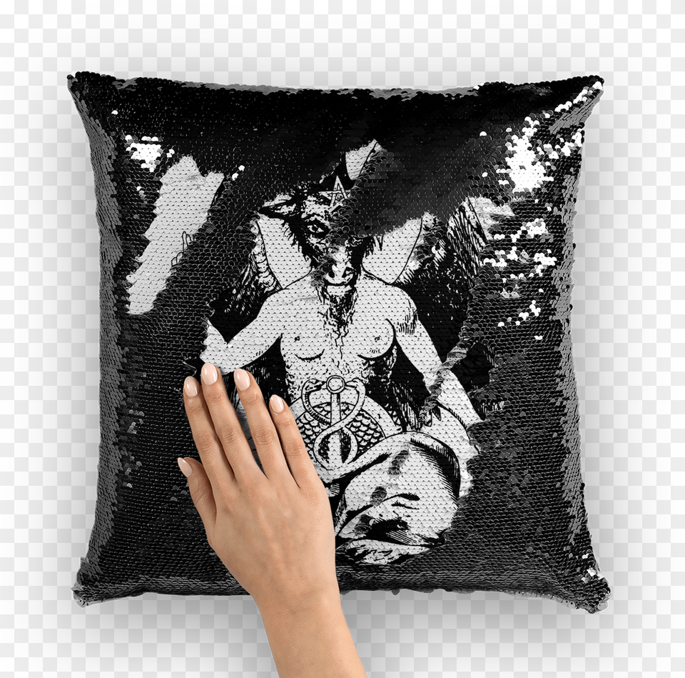 Baphomet Black Sequin Cushion Cover Cushion, Home Decor, Pillow, Baby, Person Png