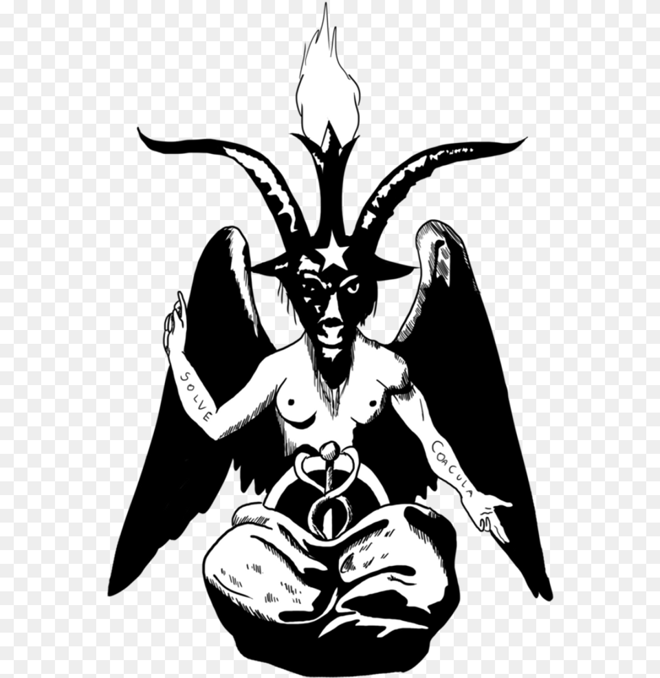 Baphomet Transparent Satan 3rd Eye Power, Stencil, Person, Animal, Bird Free Png
