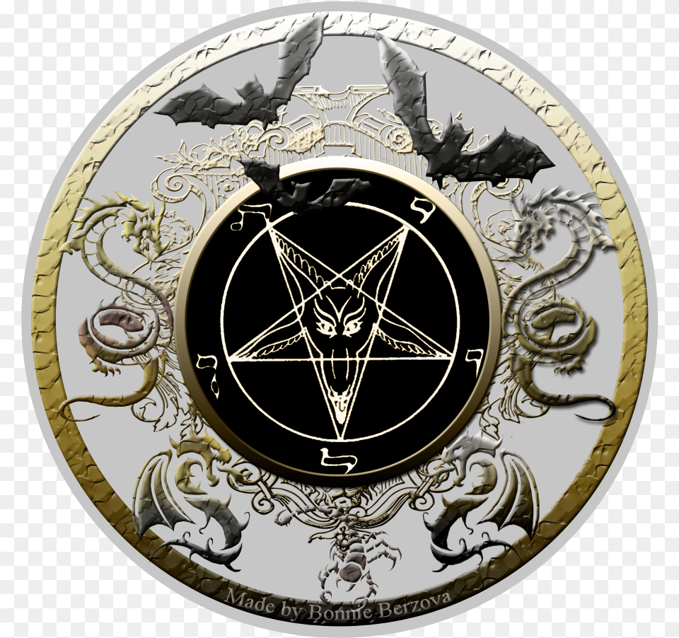 Baphomet With Dragons And Bats Pale Grey Baphomet Free Transparent Png