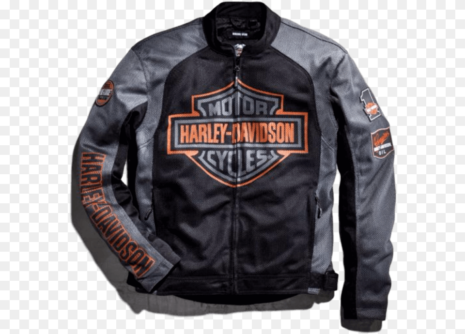 Bar Amp Shield Logo Mesh Jacket Harley Mesh Jacket Orange, Clothing, Coat, Leather Jacket Free Png