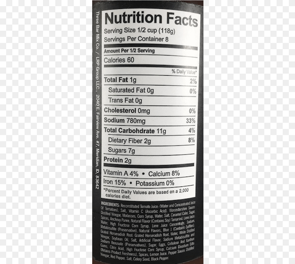 Bar Bloody Mary Mix Nutrition Factsquotclass Nutrition Facts, Text, Book, Publication Free Png Download