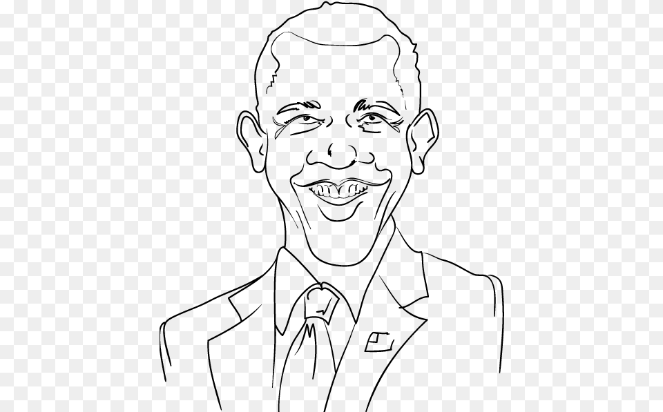 Barack Obama Cartoon, Gray Free Png Download