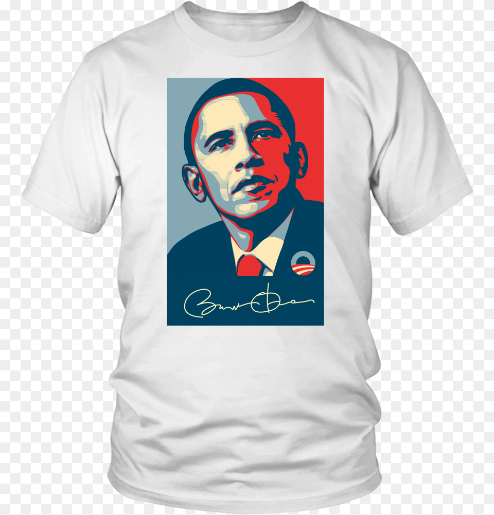 Barack Obama Signature Abstract Portrait T Shirt Obama Hope Poster Poster Print, Clothing, T-shirt, Adult, Male Free Png