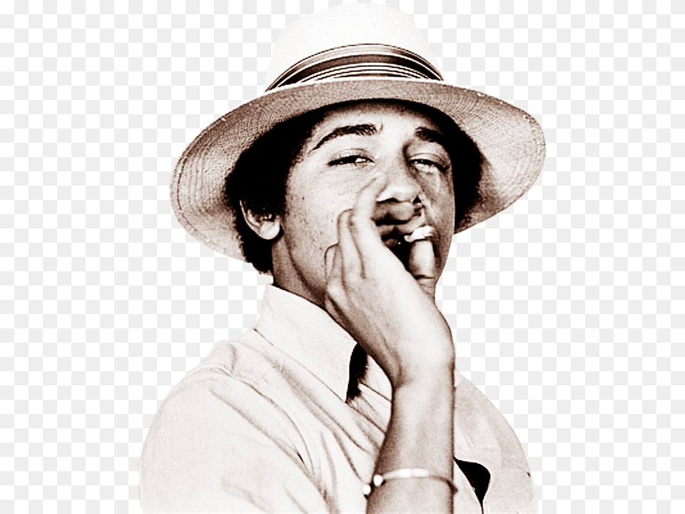 Barack Obama Smoking Weed Throw Pillow By Sun Hat, Hat, Clothing, Finger Free Png Download