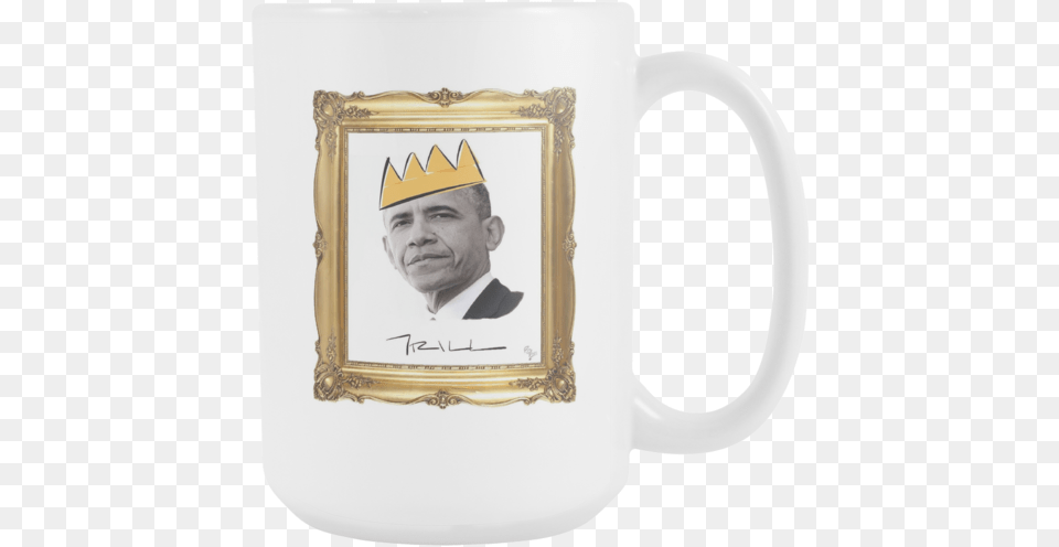 Barack Obama With Crown Mug Model Crochet Slippers In Acrylic On The Order Color, Cup, Adult, Person, Man Png