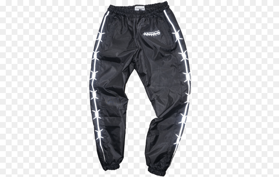 Barb Wire 3m Reflective Wind Pants Black U2013 Antics New York Pocket, Clothing, Shorts, Coat, Blouse Png Image