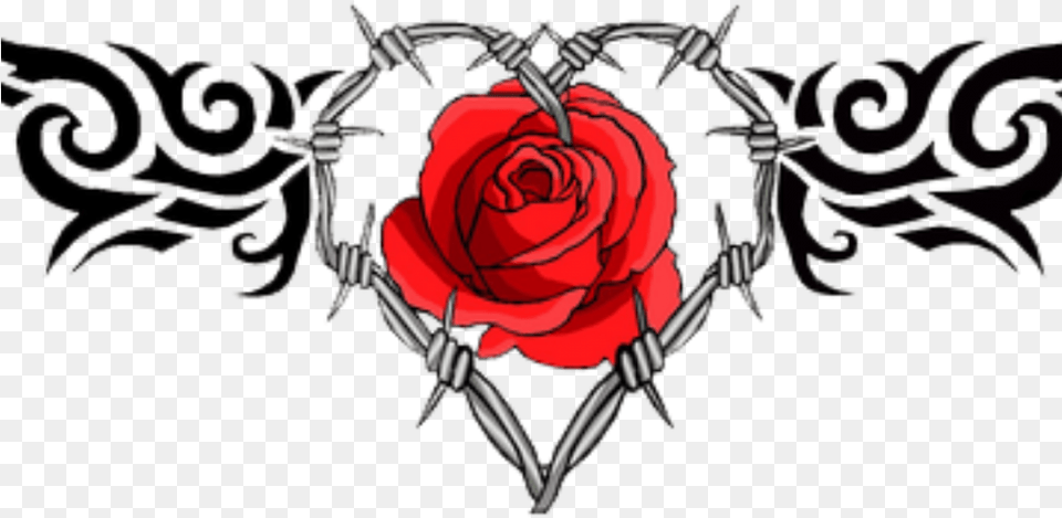 Barb Wire Heart Tattoo, Flower, Plant, Rose, Art Png Image