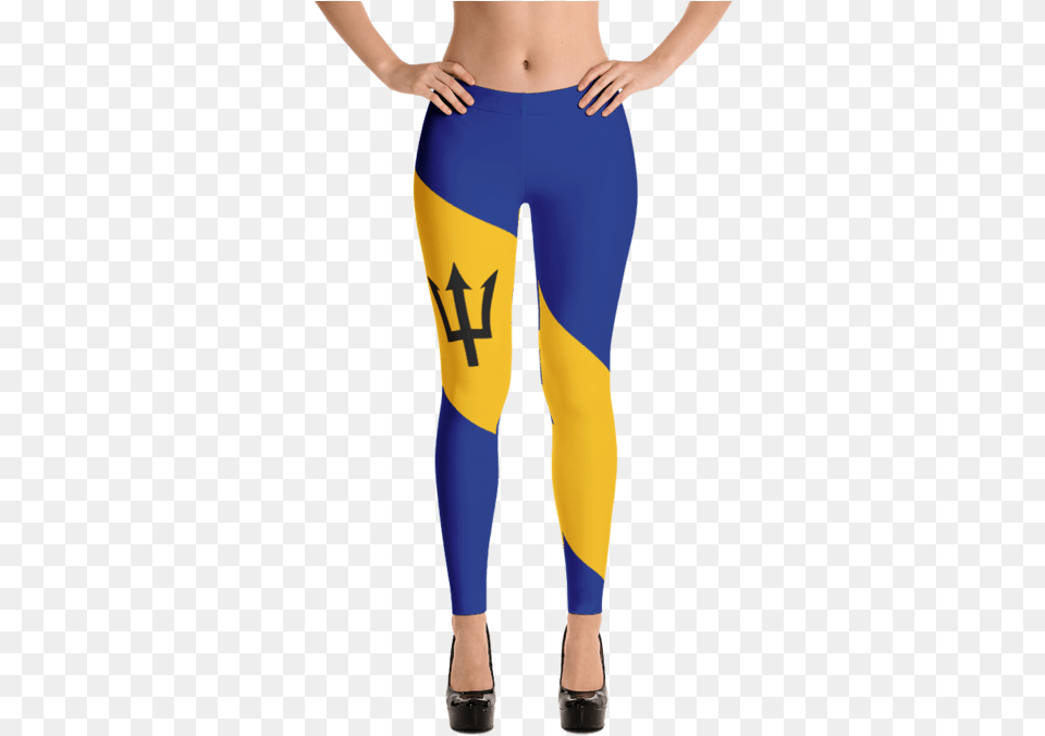 Barbados National Flag Leggings Licra De Mujer Mockup, Clothing, Pants, Spandex, Tights Free Png Download
