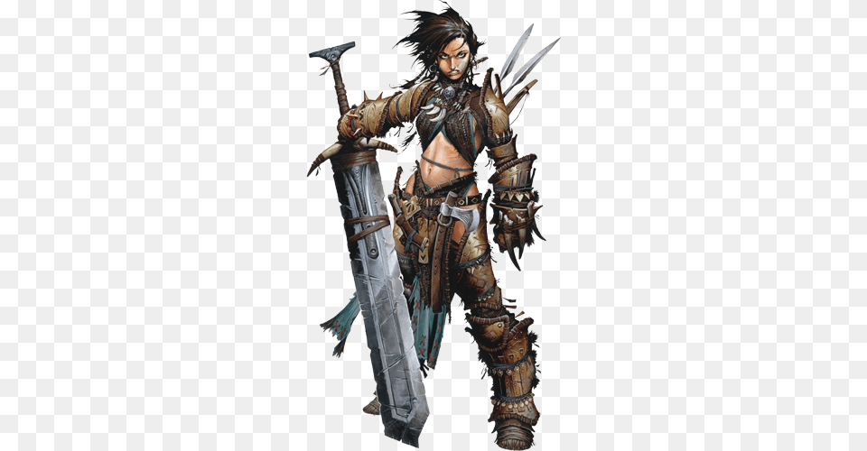 Barbarian Amiri Half Orc Dnd Female, Sword, Weapon, Adult, Person Png