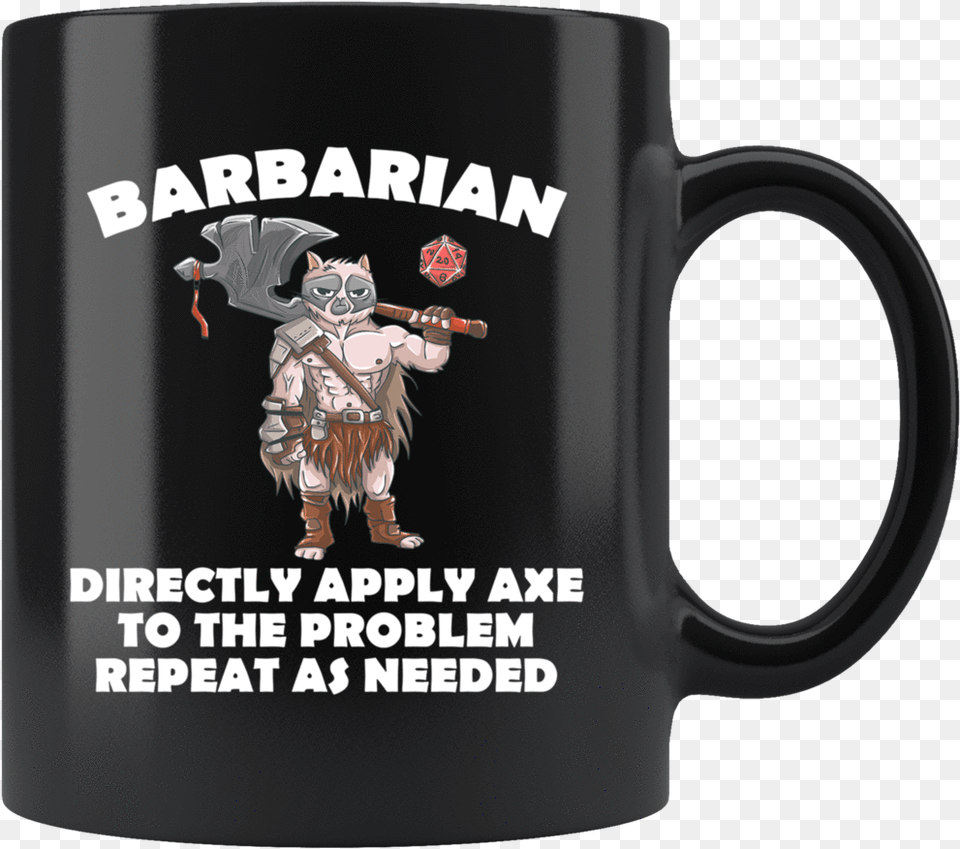 Barbarian Cat Black Mug Mug, Cup, Baby, Person, Beverage Png Image