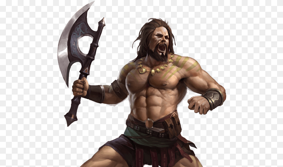 Barbarian Warrior With Axe, Adult, Male, Man, Person Free Png