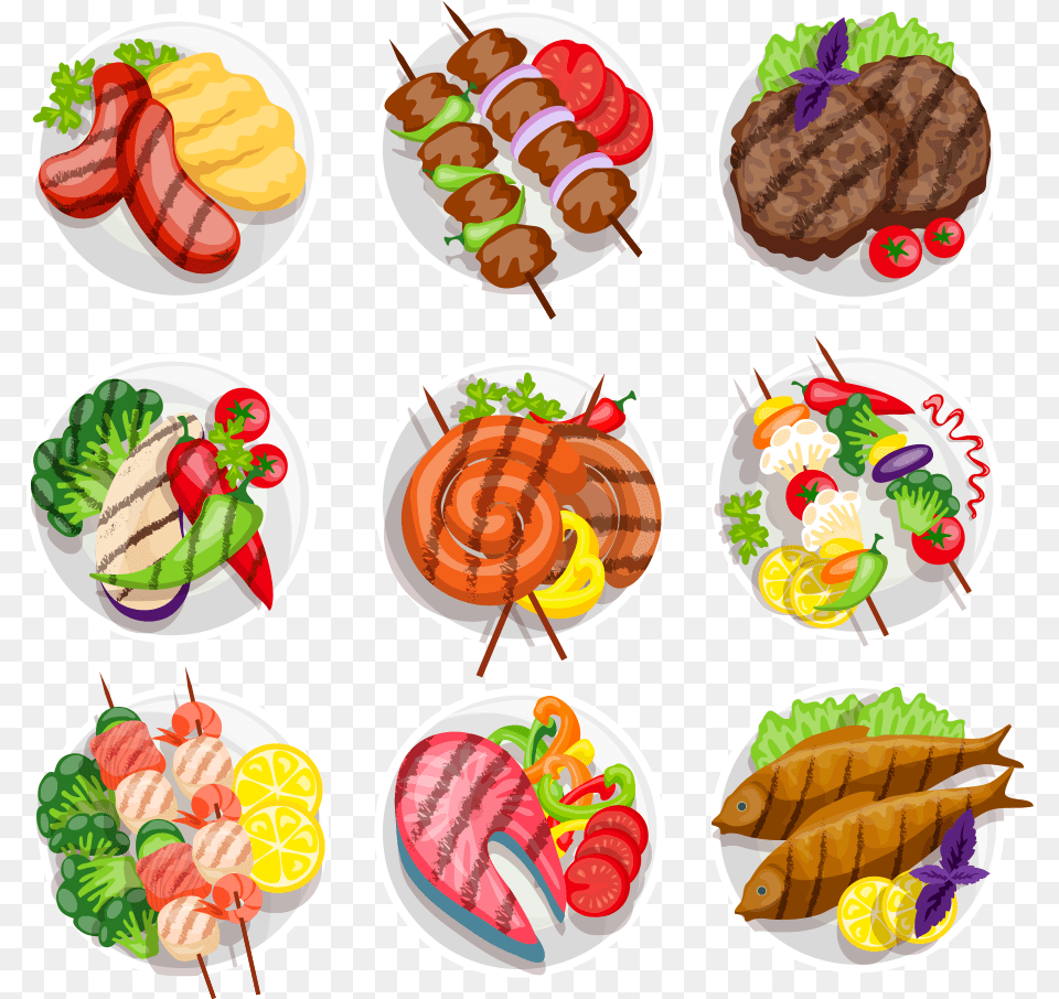 Barbecue Kebab Steak Vegetarian Cuisine Grilling Plate Food Vector, Platter, Dish, Food Presentation, Meal Free Png