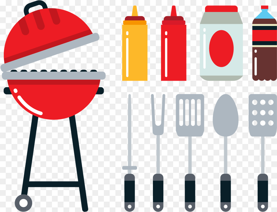 Barbecue Picnic Flat Design Icon Bbq Grill Icons Color, Cutlery, Fork, Spoon Free Transparent Png