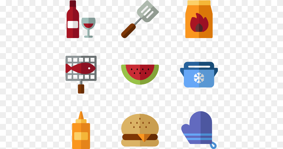 Barbecue Set Cook Icons, Cutlery, Burger, Food, Lunch Png Image