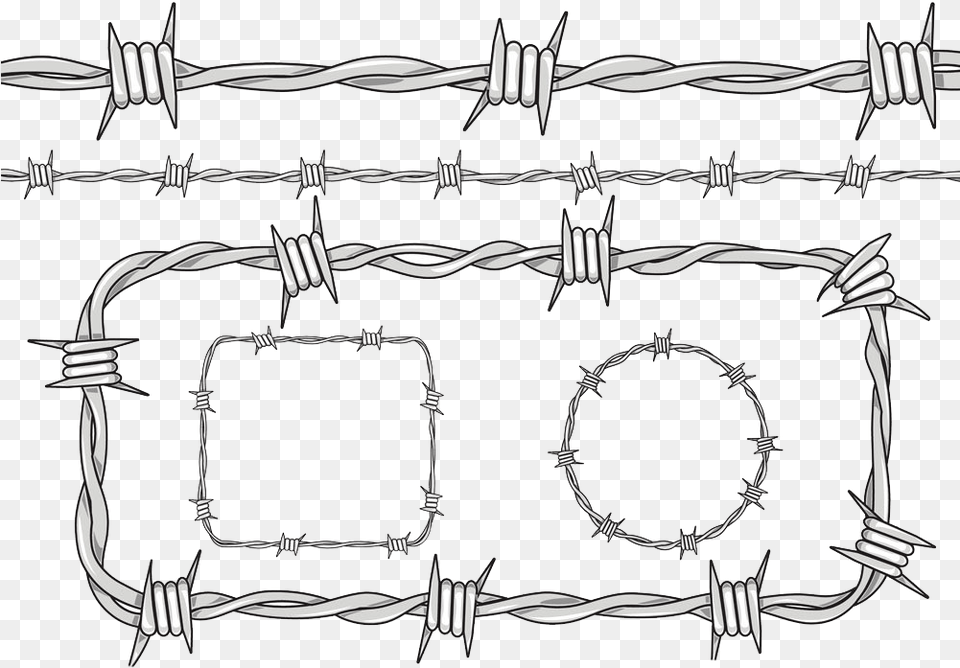 Barbed Fence Drawing Material Barbed Wire Line Drawing, Barbed Wire, Blade, Dagger, Knife Free Png