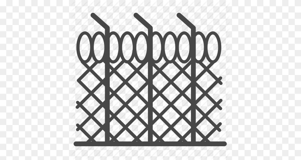 Barbed Wire Fence Jail Picket Protect Wall Icon, Gate, Text Free Png Download