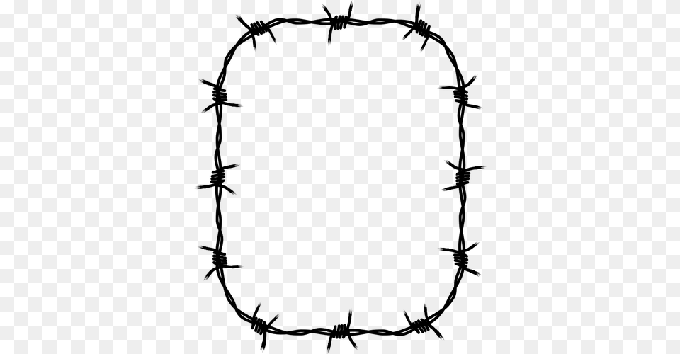 Barbed Wire Frame Image, Gray Png