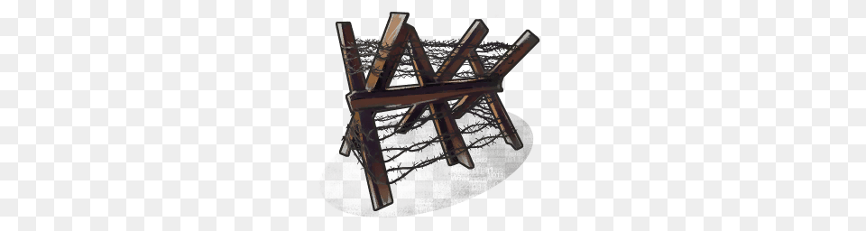 Barbed Wire On Metal Barricade, Furniture, Bulldozer, Machine, Table Free Transparent Png