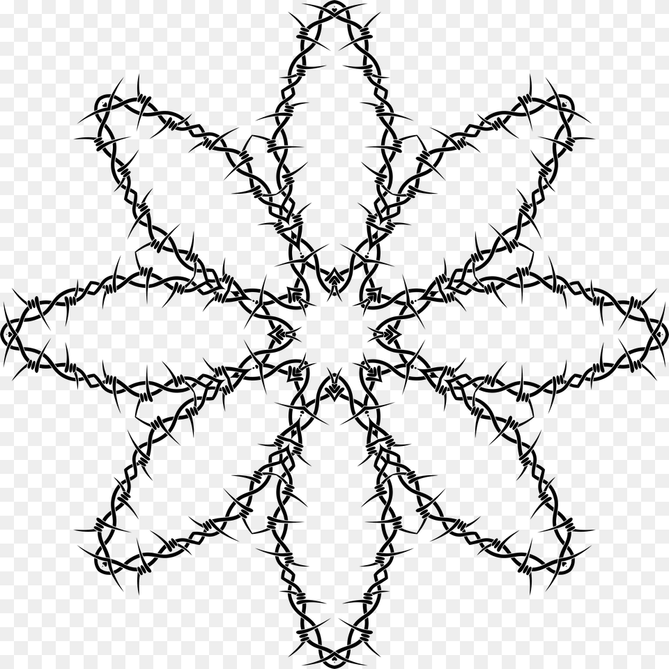 Barbed Wire Ornament Clip Arts Flower Thick Outline, Gray Free Png