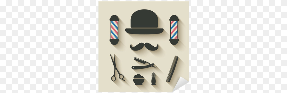 Barber Icon Set Sticker Pixers Personal Grooming, Scissors, Clothing, Hat, Head Free Transparent Png