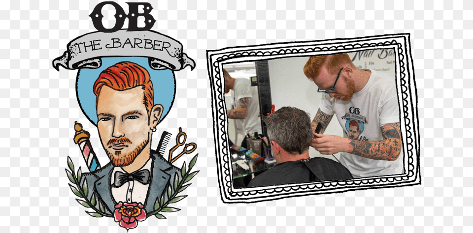 Barber Logo Caricature, Person, Skin, Tattoo, Adult Free Png Download