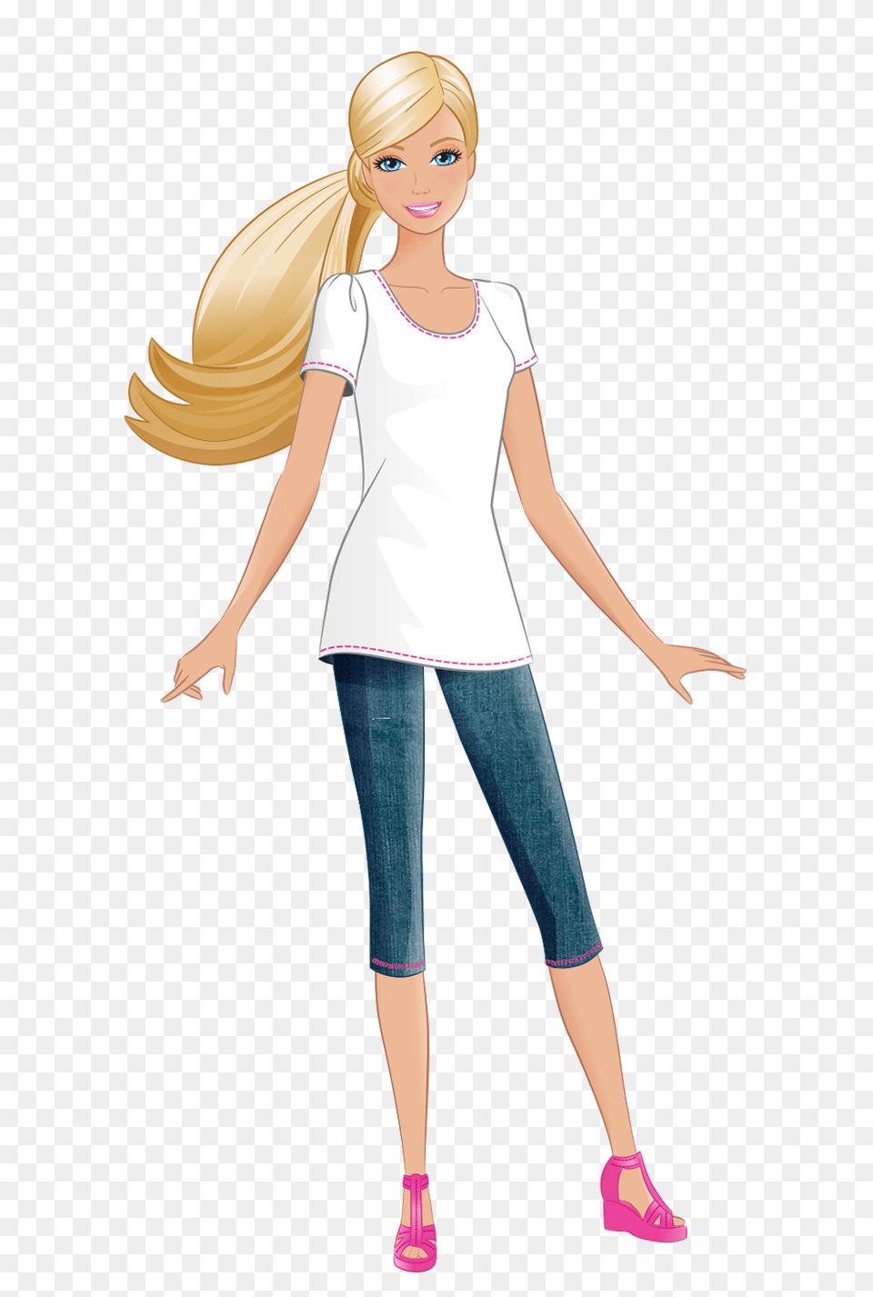 Barbie, Figurine, Clothing, Pants, Person Png Image