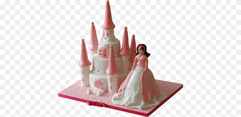 Barbie Castle Birthday Cake Castle With Barbie Cake, Figurine, Birthday Cake, Cream, Dessert Free Png Download