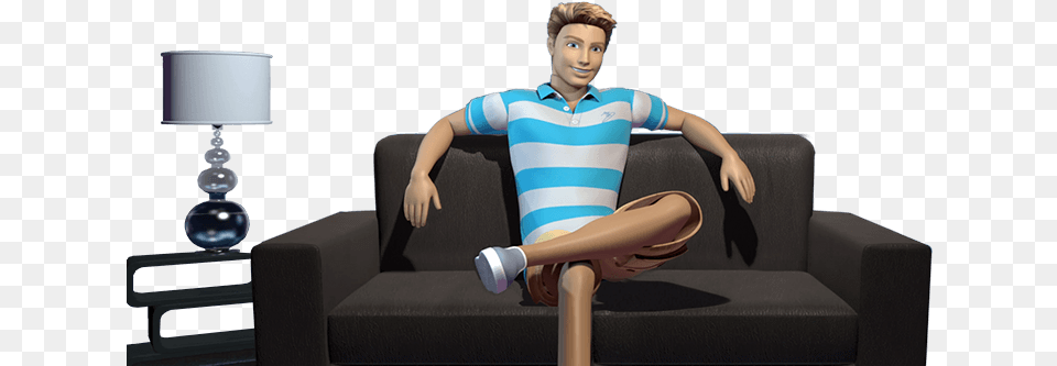Barbie Life In The Dreamhouse Ken, Couch, Furniture, Lamp, Boy Free Png Download