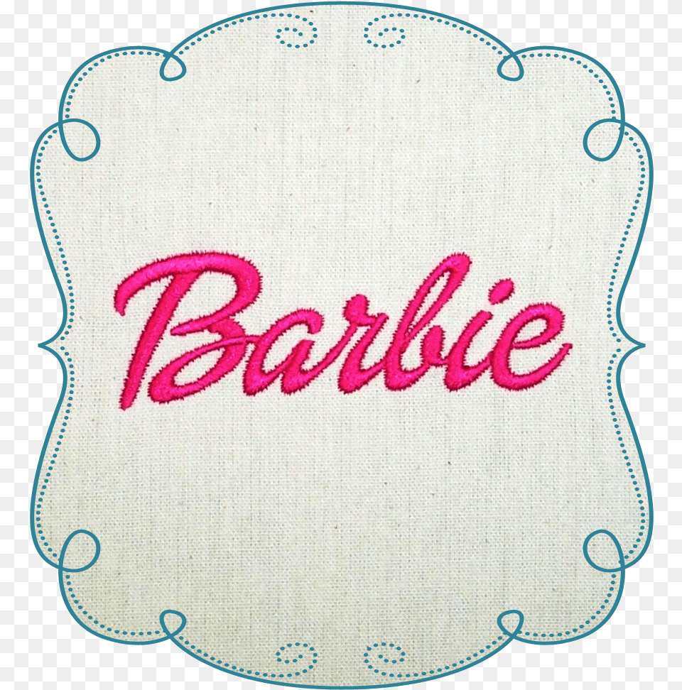 Barbie Logo Applique Machine Embroidery Design Label, Pattern, Accessories, Bag, Handbag Png