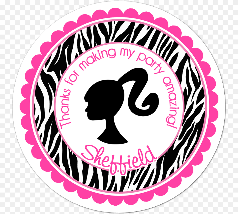 Barbie Wide Zebra Print Border Personalized Sticker, Logo, Symbol, Badge, Head Free Png Download