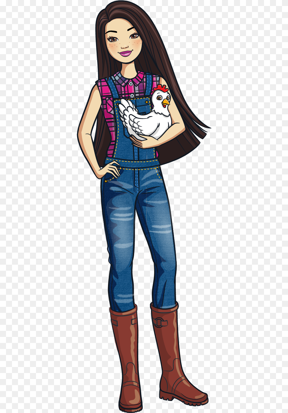 Barbie1 Farmer Cartoon, Clothing, Pants, Jeans, Adult Png Image