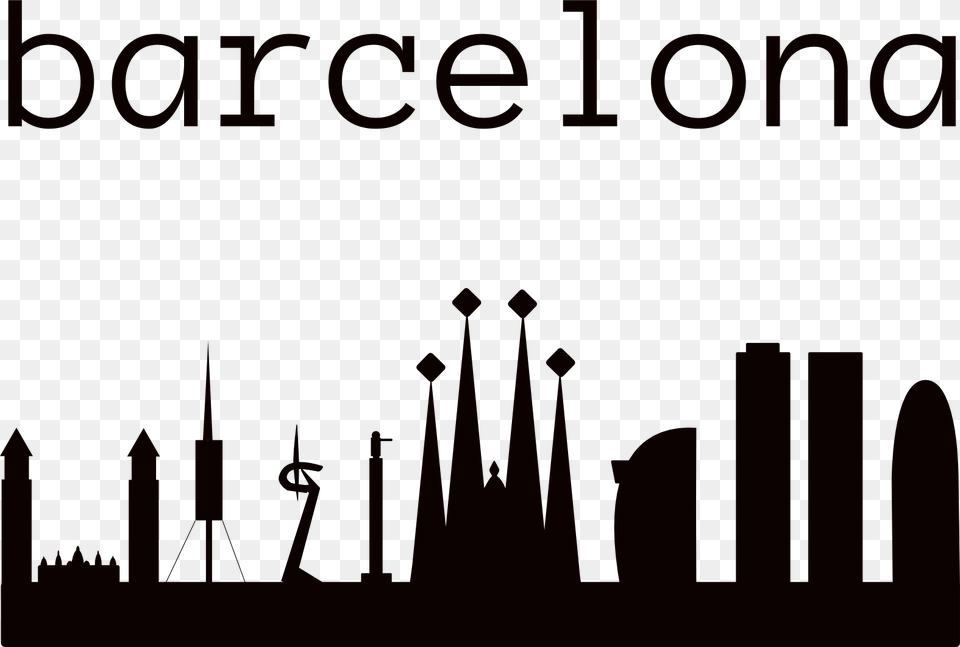 Barcelona Skyline Barcelona Barcelona Skyline, Silhouette, City, People, Person Png Image