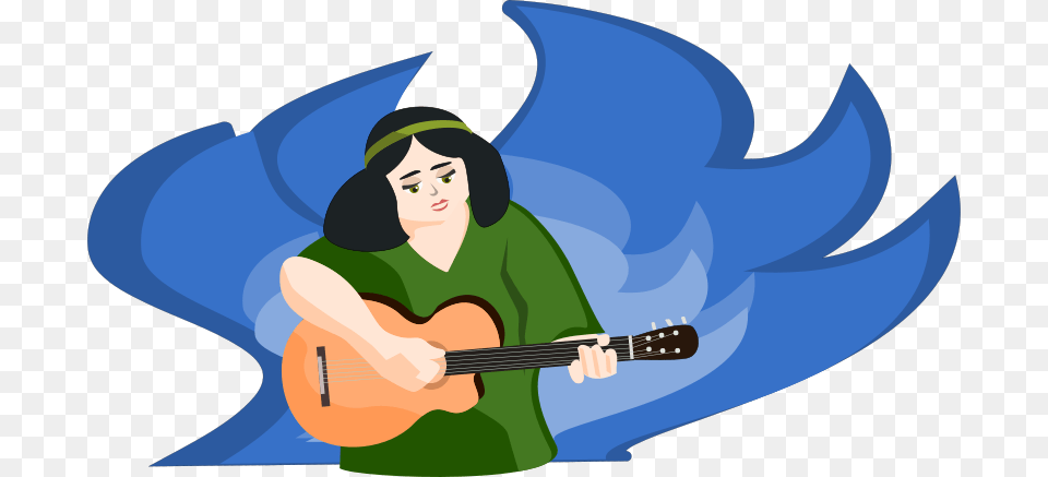 Bard Woman Playing Gitar, Guitar, Musical Instrument, Adult, Female Free Png