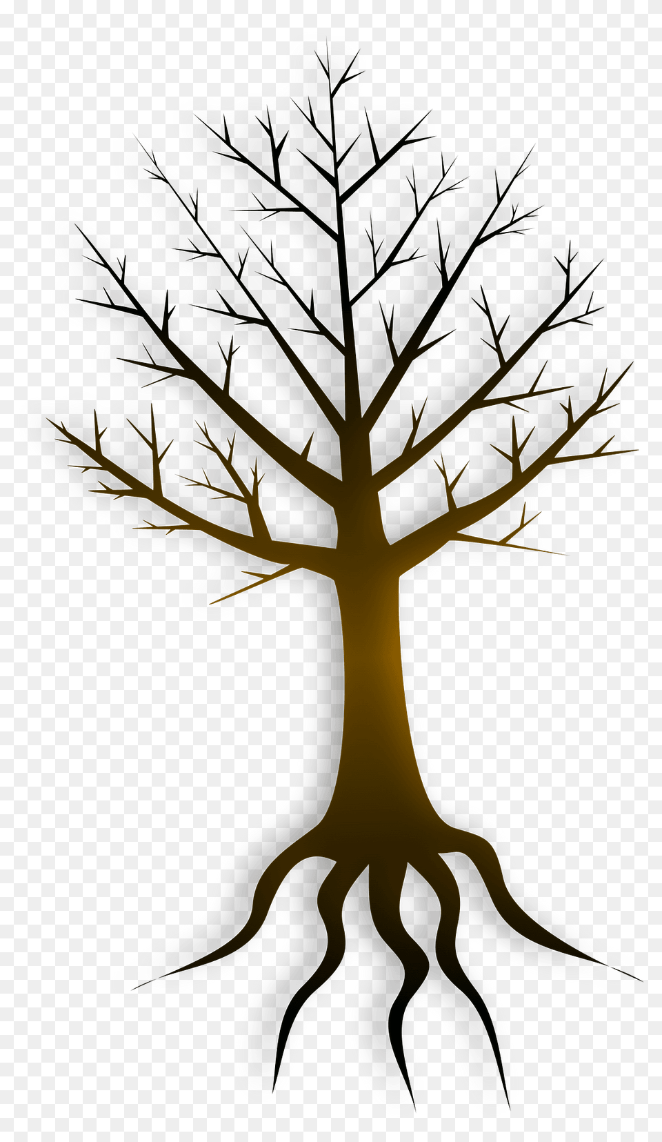 Bare Tree With Exposed Roots Clipart, Leaf, Plant, Cross, Symbol Png