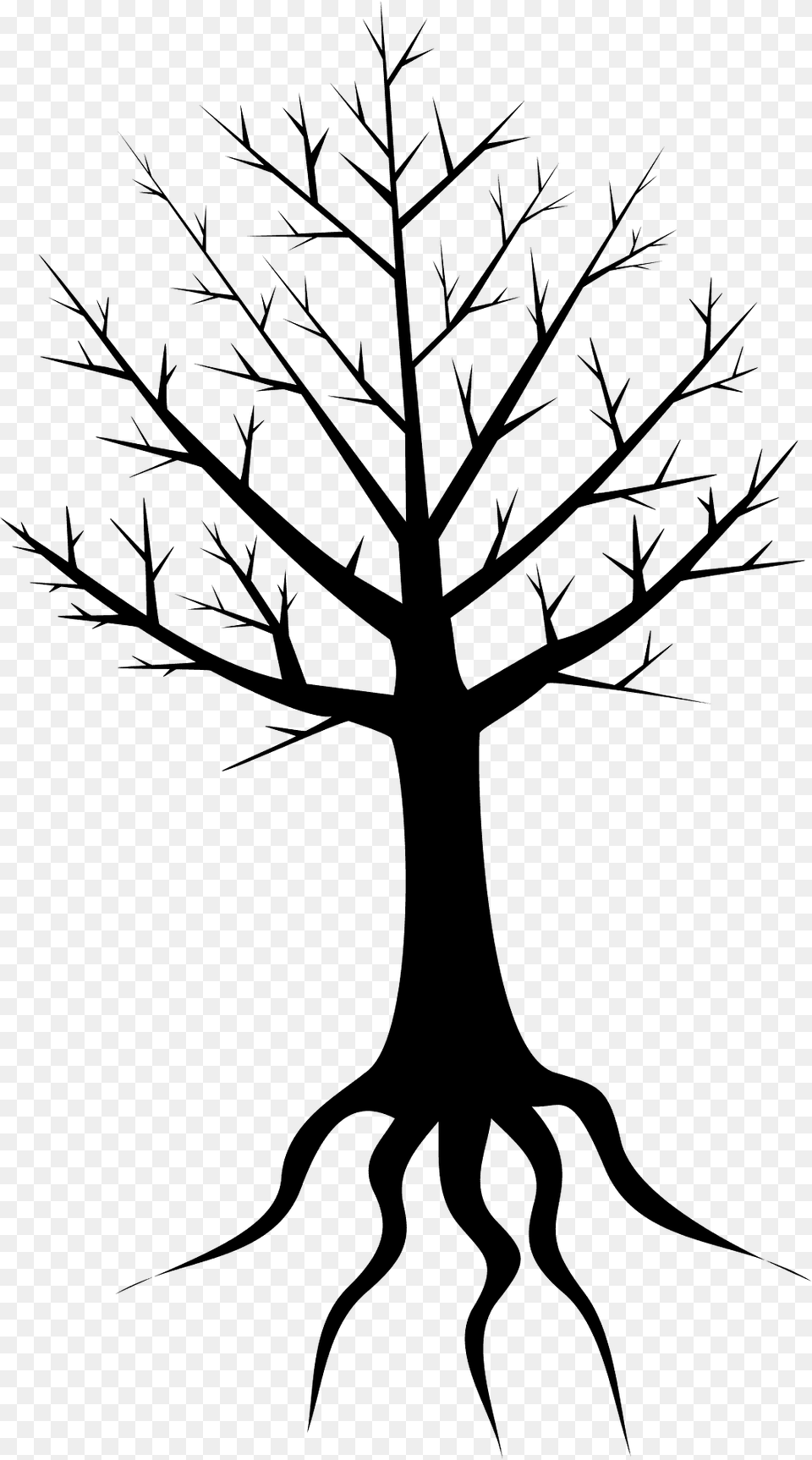 Bare Tree With Exposed Roots Silhouette, Art, Drawing Free Png Download