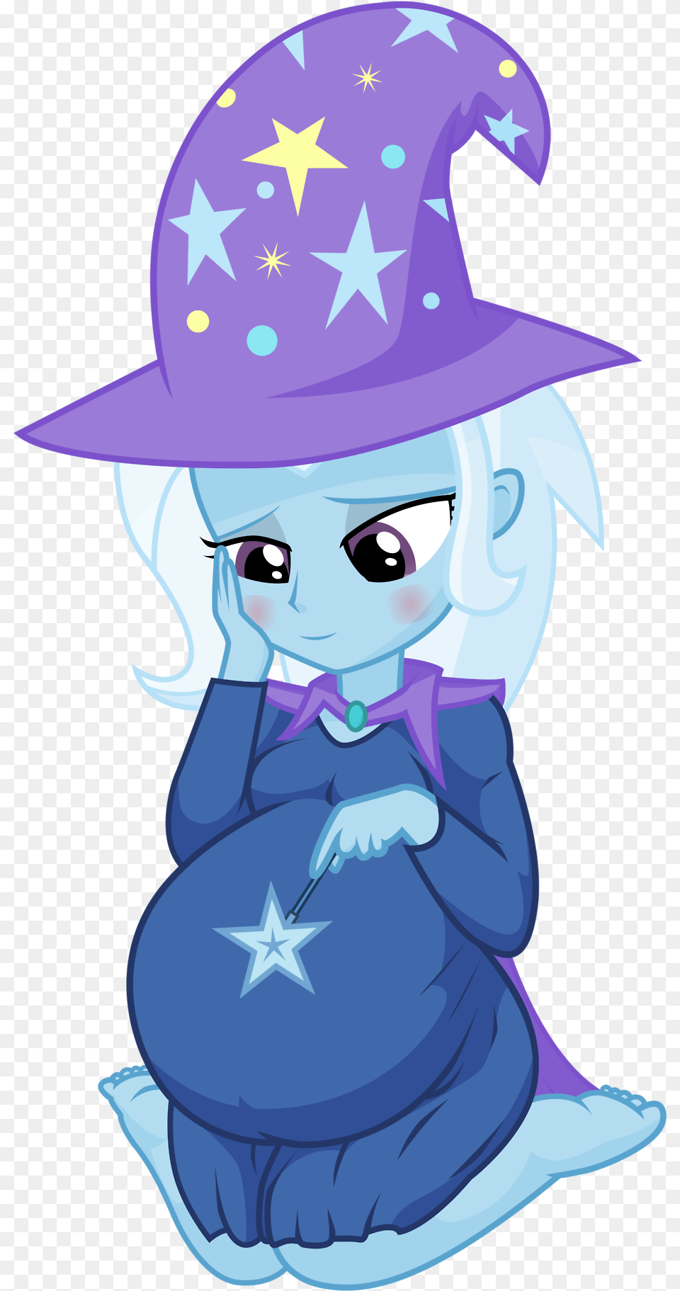 Barefoot Blushing Cape Clothes Cute Mlp Trixie Pregnant, Baby, Person, Face, Head Png Image