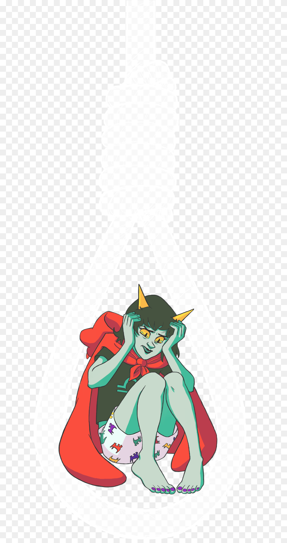 Barefoot Crying Drag Me Dragon Cape Manicpeixesdreamgirl Terezi Barefoot, Person, Book, Comics, Publication Png Image