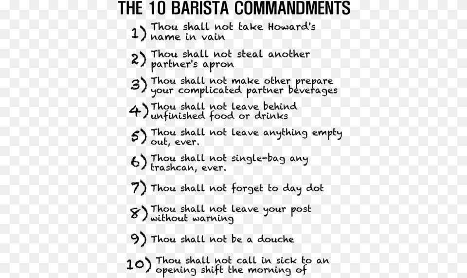 Barista Commandments, Gray Free Png Download