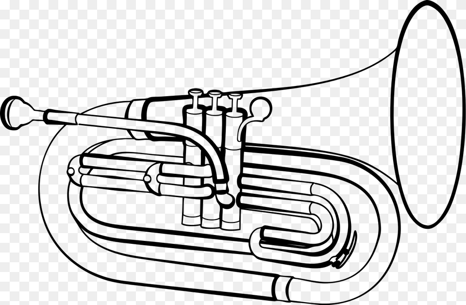 Baritone Horn Marching Euphonium Drawing Musical Instruments Marching Baritone Clipart, Gray Png