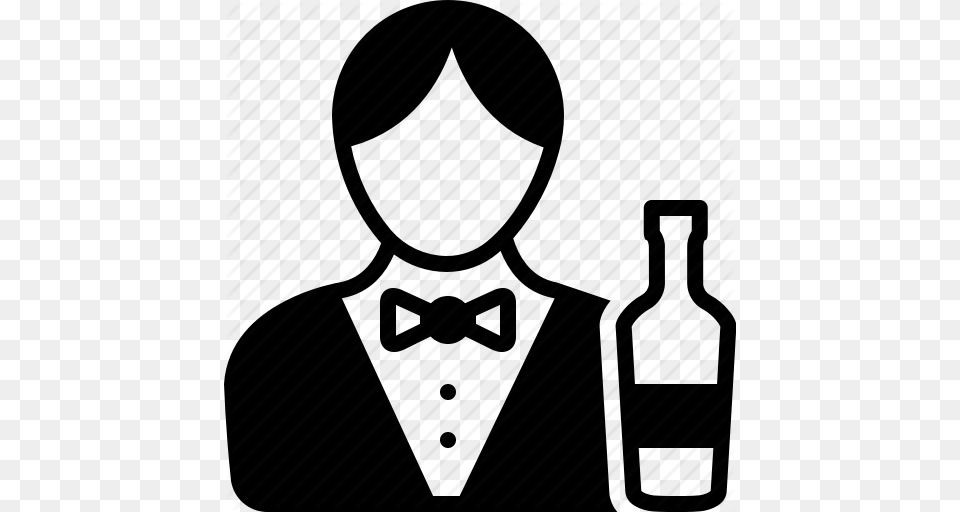 Barman Bartender Male Waiter Icon, Accessories, Formal Wear, Tie, Bottle Free Transparent Png