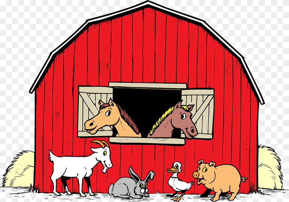 Barn Animals Kid Image Clipart Barn With Animals Clipart, Rural, Outdoors, Nature, Farm Png