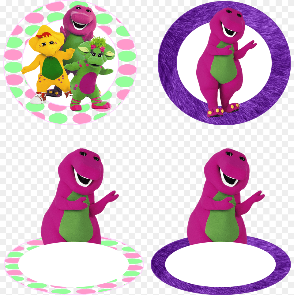 Barney Birthday Party Decorations Amp Name Tags Barney Name Tag, Baby, Person, Purple, Toy Free Png