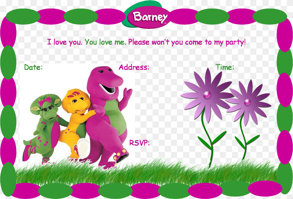 Barney Run Jump Skip And Sing, Purple, Envelope, Mail, Greeting Card Free Transparent Png