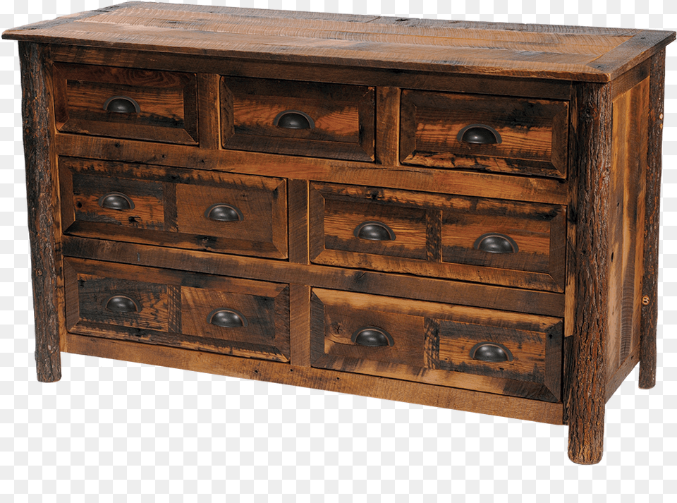 Barnwood Seven Drawer Dresser Chest Of Drawers, Cabinet, Furniture, Sideboard Free Png