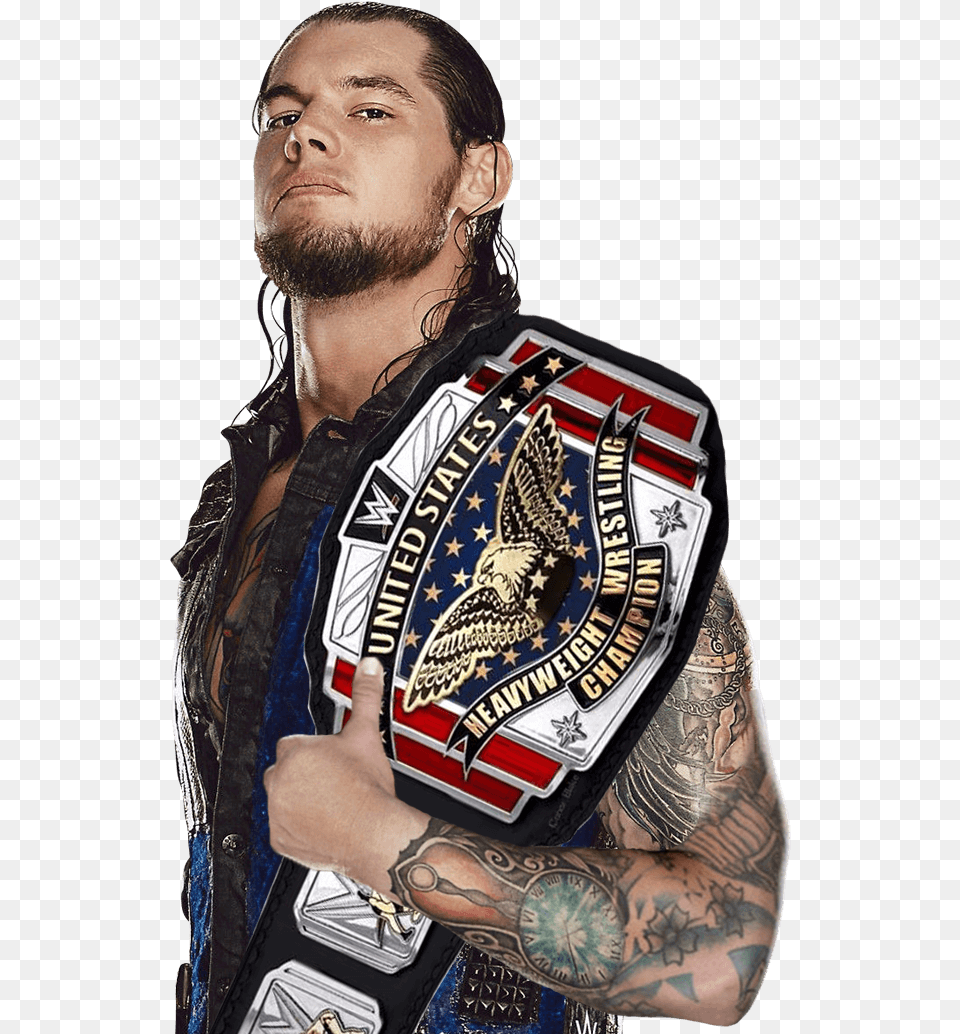 Baron Corbin Us Championship Fanmade Belt By Justaperfect10 Baron Corbin Us Championship, Tattoo, Skin, Person, Male Png Image