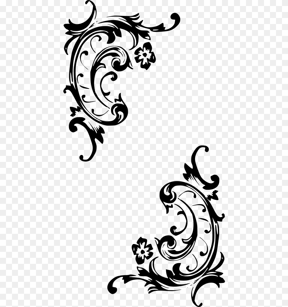 Baroque Black And White, Gray Png Image